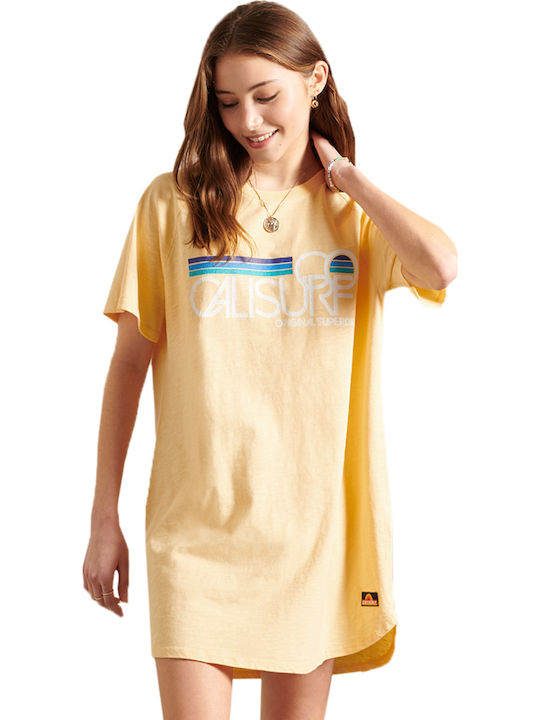 Cali Surf Лятна Mini T-shirt Рокля Бежова