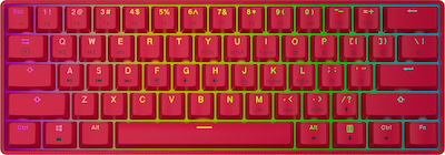 HK Gaming GK61 Gaming Μηχανικό Πληκτρολόγιο 60% με Gateron Black διακόπτες και RGB φωτισμό (Αγγλικό US) Κόκκινο