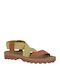 Fantasy Sandals Anastasia Leather Women's Flat Sandals Anatomic With a strap Flatforms In Tabac Brown Colour