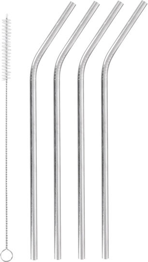 Alpina Appliances Straws Metal Silver from Stainless Steel with Brush 5pcs