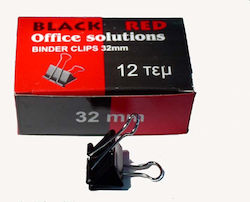 Black Red Clip Metallic Νο32 32mm Black 12pcs