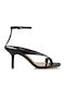 Envie Shoes Leather Women's Sandals with Ankle Strap Black with Thin Medium Heel