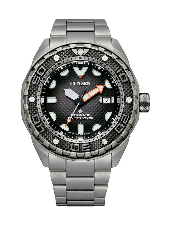 Citizen Promaster Mechanical Ρολόι Αυτόματο με Ασημί Μεταλλικό Μπρασελέ