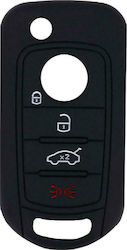 Silicone Car Key Cover Case with 4 Buttons for Fiat Black