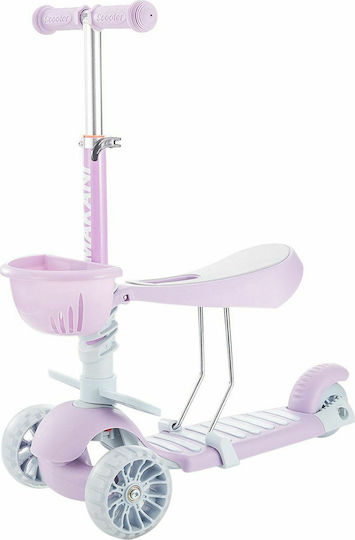 Kikka Boo Kids Scooter 3 in 1 BonBon Candy 3-Wheel with Seat for 3+ Years Lilac