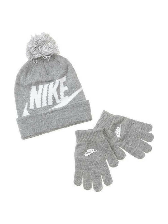 Nike Set Căciulă Copil cu Mănuși Gri
