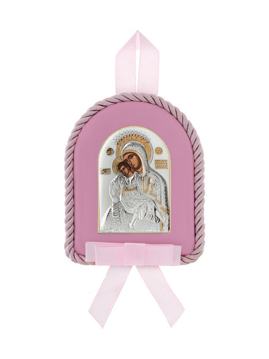 Prince Silvero Heilige Ikone Kinder Amulett mit der Jungfrau Maria Pink aus Silber MB-D1121O-R