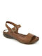 Boxer Leather Women's Flat Sandals Anatomic In Tabac Brown Colour 10-019