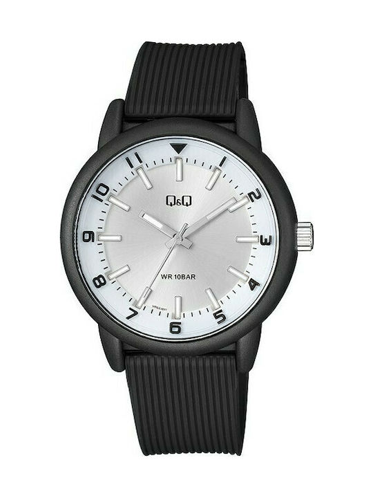 Q&Q Herrenuhr 42mm Batterie mit Schwarz Kautsch...