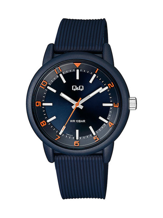 Q&Q Herrenuhr 42mm Batterie mit Blau Kautschuka...