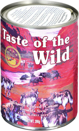 Taste Of The Wild Wild Southwest Canyon Canine Wet Dog Food In Cans With Meat Beef Lamb Calf Liver Wild Boar Potatoes And Blueberries Grain-Free & Gluten Free 390gr