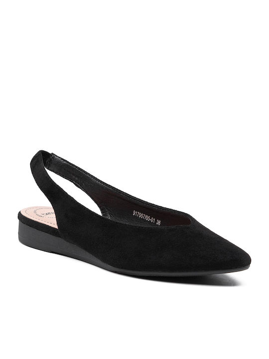 Betsy Suede Pointy Slingback Ballerinas Black