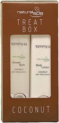 TommyG Treat Box Coconut Skin Care Set for Moisturizing & Cleaning Body Cleaning with Bubble Bath & Body Cream