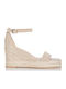 Sante Women's Suede Ankle Strap Platforms Beige