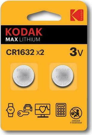 Kodak Max Lithium Batterien für Uhren CR1632 3V 2Stück