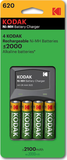 Kodak K620E Φορτιστής 4 Μπαταριών Ni-MH Μεγέθους AA/AAA Σετ με 4x AA 2100mAh
