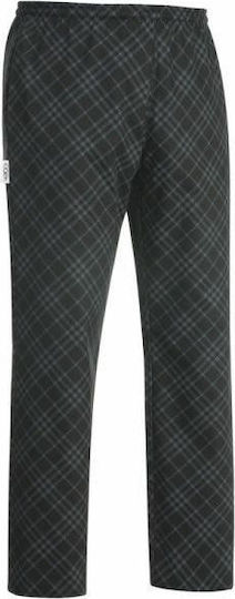 Egochef Pantaloni de Bucătar cu model Negru cu Elastic în Talie