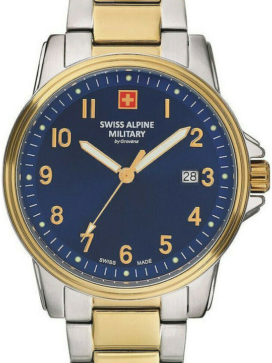 Swiss Alpine Military by Grovana Ανδρικό Ρολόι 40mm Μπαταρίας με Μεταλλικό Μπρασελέ
