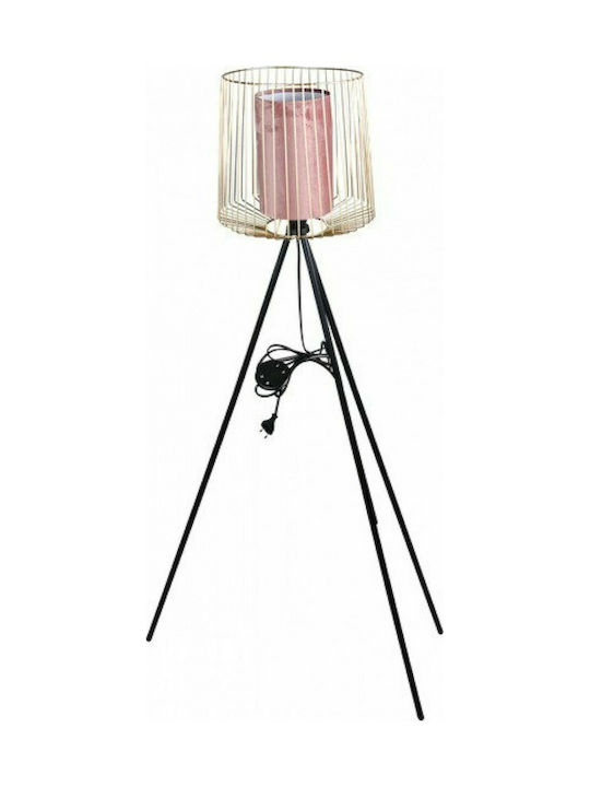 Lalos Velvet Design Μοντέρνο Φωτιστικό Δαπέδου Υ132εκ. με Ντουί για Λαμπτήρα σε Ροζ Χρώμα