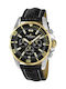 Jacques Lemans Liverpool Ανδρικό Ρολόι 43mm Χρονογράφος Μπαταρίας με Μαύρο Δερμάτινο Λουράκι