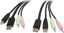 StarTech 4-in-1 USB DisplayPort KVM Switch Cable w/ Audio & Microphone 1.8m