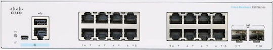 Cisco CBS350-16P-2G-EU Управление на L2 PoE+ Switch с 16 Портове Гигабитови (1Gbps) Ethernet