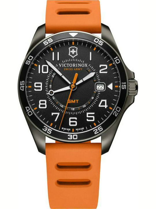 Victorinox Field Force Ανδρικό Ρολόι 42mm Χρονογράφος Μπαταρίας με Πορτοκαλί Καουτσούκ Λουράκι
