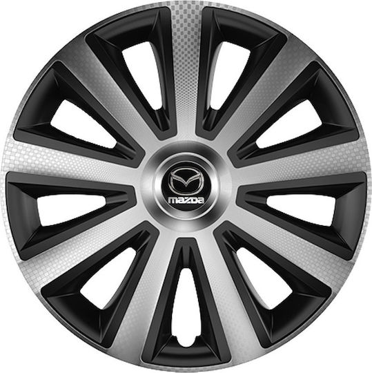 Versaco Set Capace De Roți Auto Aviator Carbon Argintiu / Negru Compatibilitate Mazda 4 Bucăți 14"