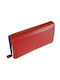 Lavor Μεγάλο Δερμάτινο Γυναικείο Πορτοφόλι με RFID Κόκκινο