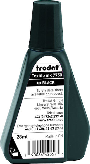 Trodat Liquid Ink for Ink Pad Stamp Black Fabric Ink 28ml Black
