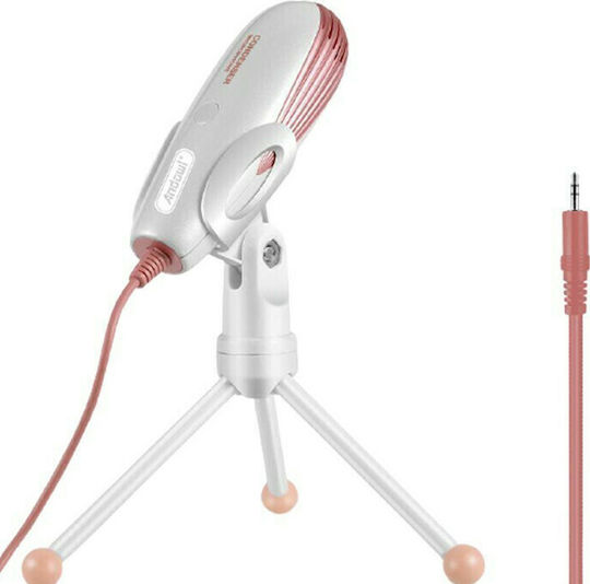 Andowl SF-500 Condenser Microphone 3.5mm Tabletop for Vocals in Rose Gold Color