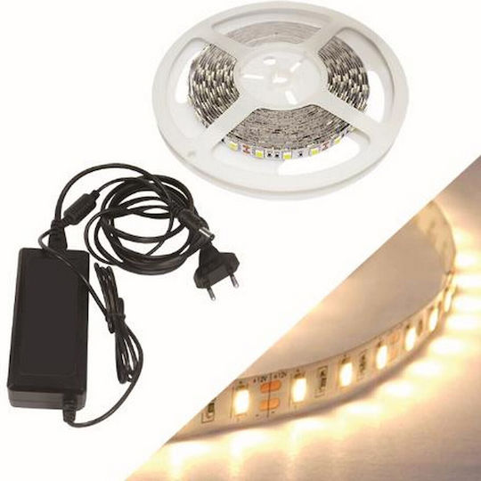 Fos me Waterproof LED Strip 12V Warm White Light 5m with Power Supply