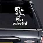 Σήμα Baby on Board με Αυτοκόλλητο Αγοράκι Λευκό