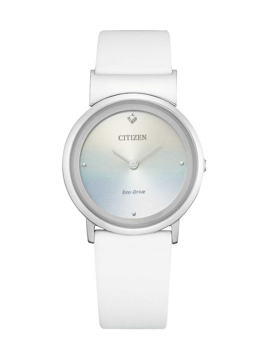 Citizen Eco-Drive Elegance Watch with Leather Strap White