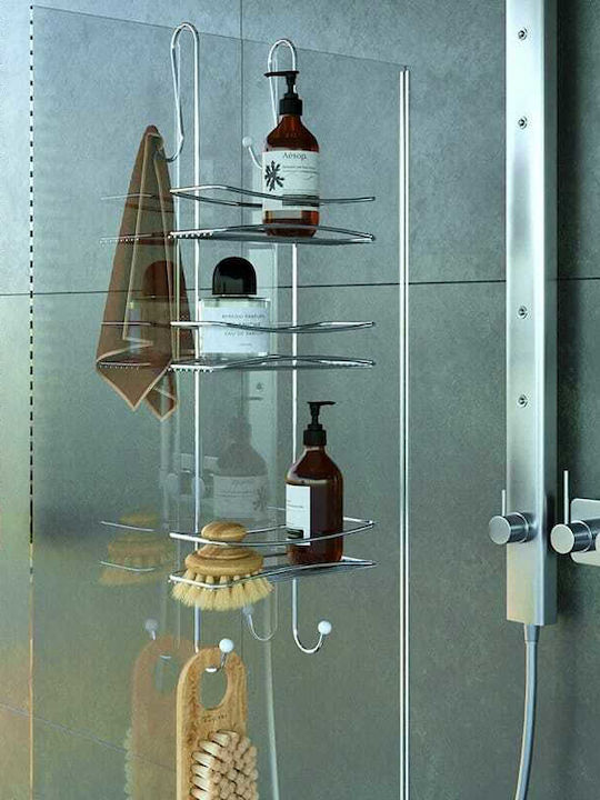 Viosarp An der Wand montiertes Badezimmerregal Metallisch mit 3 Regalen 25x10x75cm Silber