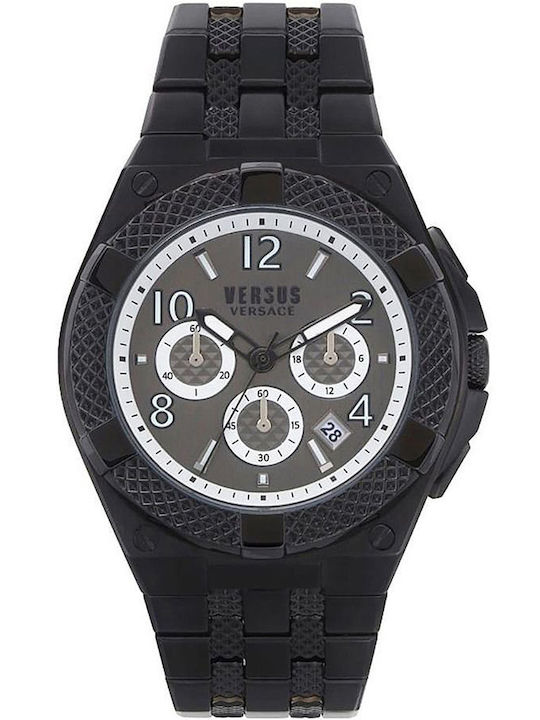 Versus by Versace Men's Watch 45mm Chronograph Battery with Black Rubber Strap
