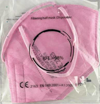 Tiexiong FFP2 Civil Protective Mask BFE >98% Pink 1τμχ