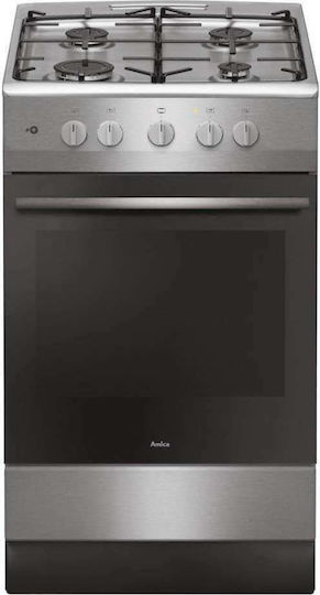 Amica 57GGH4.23ZPF(Xx) Κουζίνα Υγραερίου 56lt με Εστίες Υγραερίου Π50εκ. Inox
