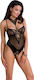 Casmir Lingerie Divine Teddy Sexy Κορμάκι με Δαντέλα Black