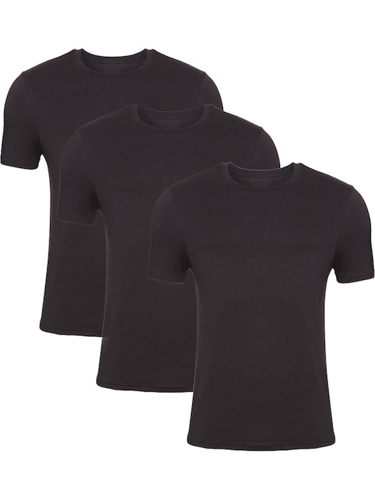 Per Mia Donna Men's Short Sleeve Undershirts Black 3Pack