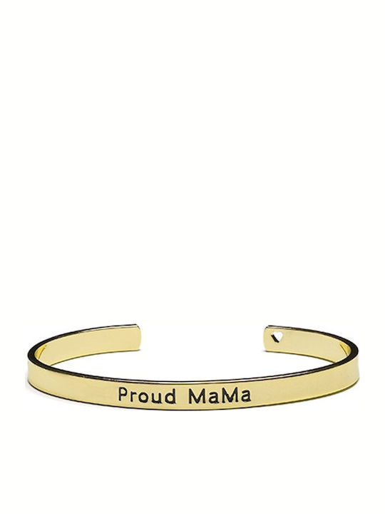 Proud Mama Women's Bracelet Handcuffs with design Mum made of Silver Gold Plated