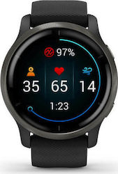 Garmin Venu 2 Stainless Steel 45mm Waterproof Smartwatch with Heart Rate Monitor (Slate / Black)