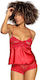 Dkaren Aga Set Sexy Σετ Εσωρούχων με Δαντέλα Red