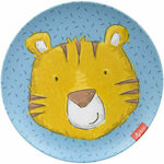 Sigikid Baby Food Plate Tiger made of Melamine Light Blue