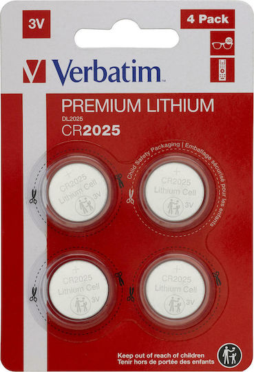 Verbatim Premium Lithium Батерии За часовници CR2025 3V 4бр
