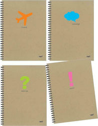 Next Spiral Notebook Ruled A4 4 Subjects Message Beige 1pcs