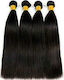 Bioshev Professional Haarteile mit Clip mit Echthaar in Schwarz Farbe 50cm 1.0