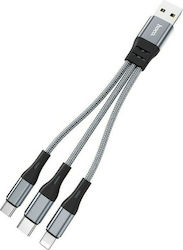 Hoco X47 Harbor Geflochten USB zu Blitzschlag / Typ-C / Micro-USB Kabel 2.4A Gray 0.25m