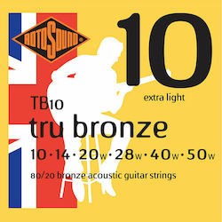 Rotosound Set of Bronze Strings for Acoustic Guitar Tru 10 - 50"