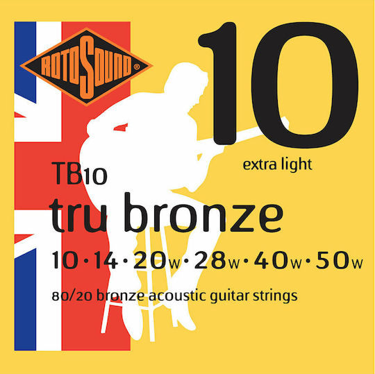 Rotosound Satz Bronze Saiten für Akustische Gitarre Tru 10 - 50"